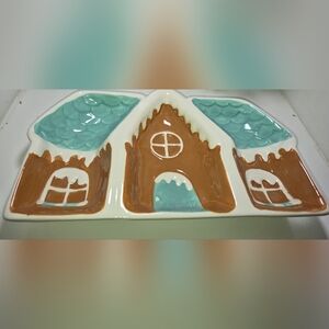 Gingerbread house-shaped platter, Collectible or Holiday serving Platter